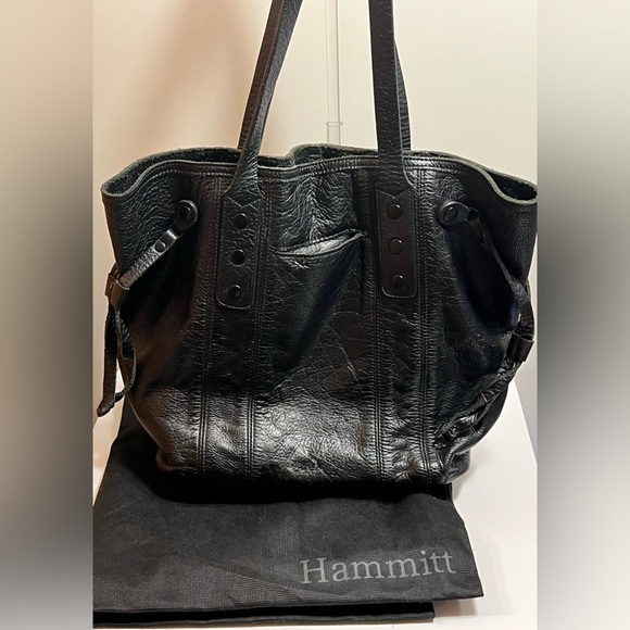 Hammitt Handbags - Hammitt VINTAGE RARE GEM Black Leather Bag With Black Rivets